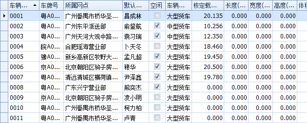 蓝格物流软件-车辆档案列表界面