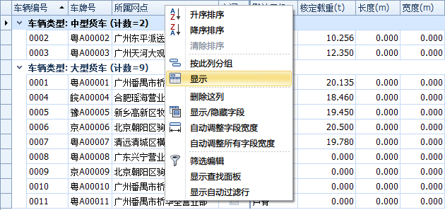 蓝格物流软件-显示分组面板